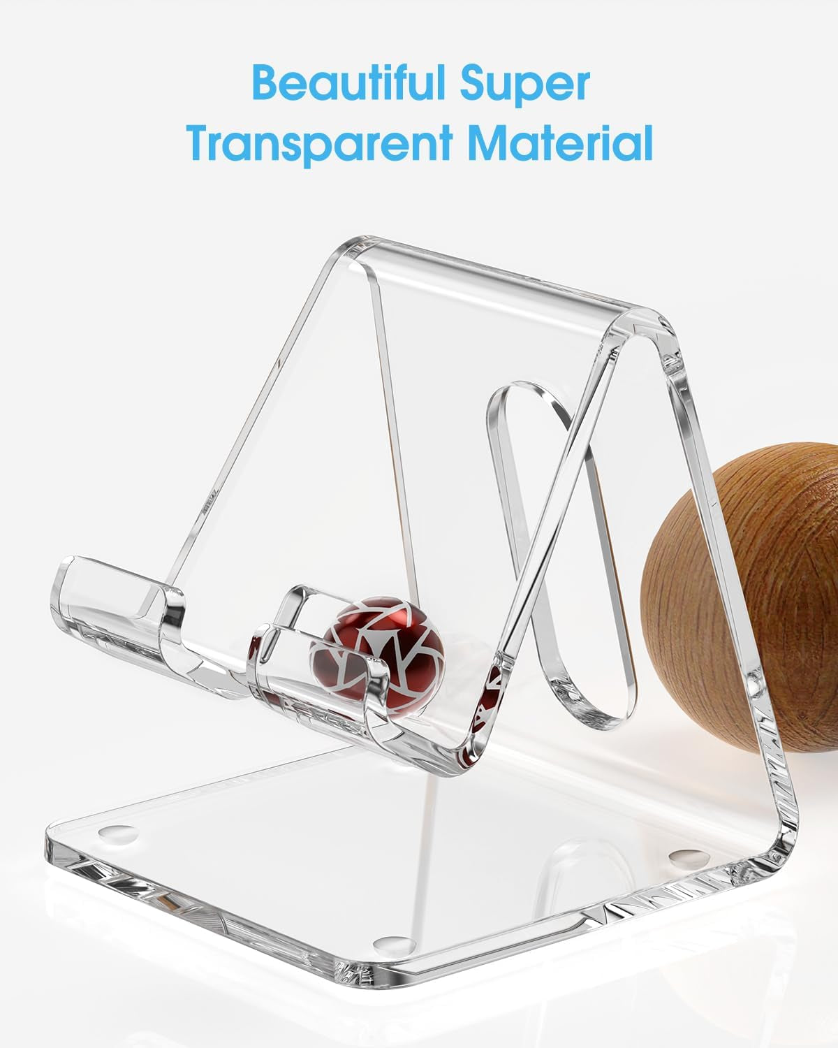 Acrylic Cell Phone Stand Holder for Desk, Clear Phone Dock Cradle Compatible with Iphone 16/15/14/13 Pro Max 12/11 XR, All Smartphones, Office Accessories