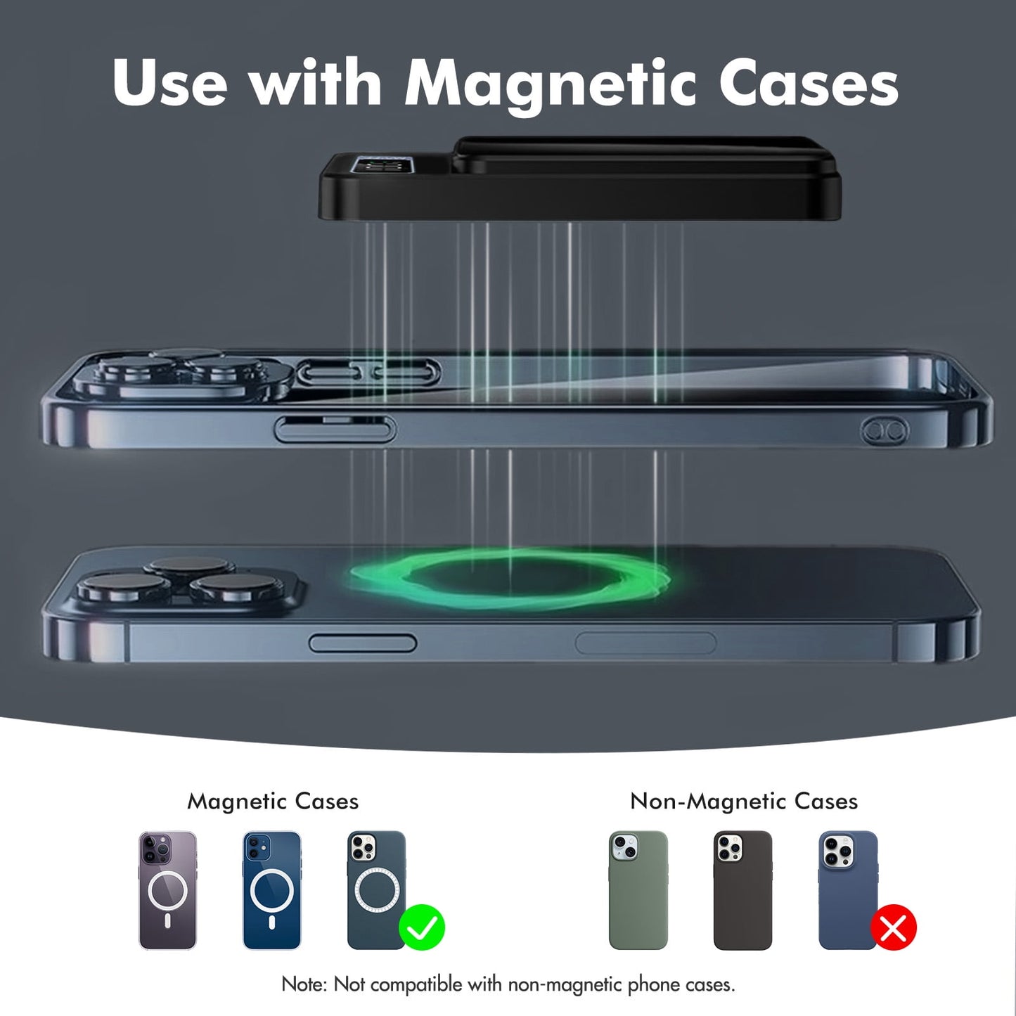 Wireless Portable Charger with LED Power Display, 10000Mah 22.5W Phone Battery Bank,2 in 1 Wireless Magnetic Power Bank, Suitable for Outdoor Travel Emergency Backup Battery Pack, Black