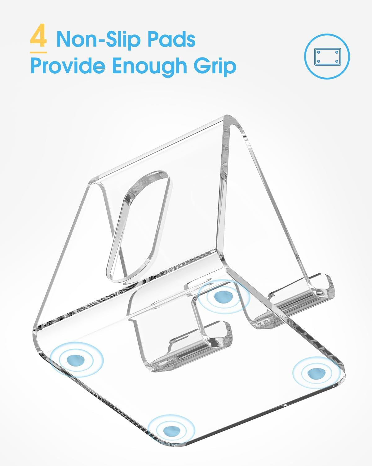 Acrylic Cell Phone Stand Holder for Desk, Clear Phone Dock Cradle Compatible with Iphone 16/15/14/13 Pro Max 12/11 XR, All Smartphones, Office Accessories