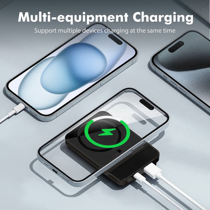 Wireless Portable Charger with LED Power Display, 10000Mah 22.5W Phone Battery Bank,2 in 1 Wireless Magnetic Power Bank, Suitable for Outdoor Travel Emergency Backup Battery Pack, Black