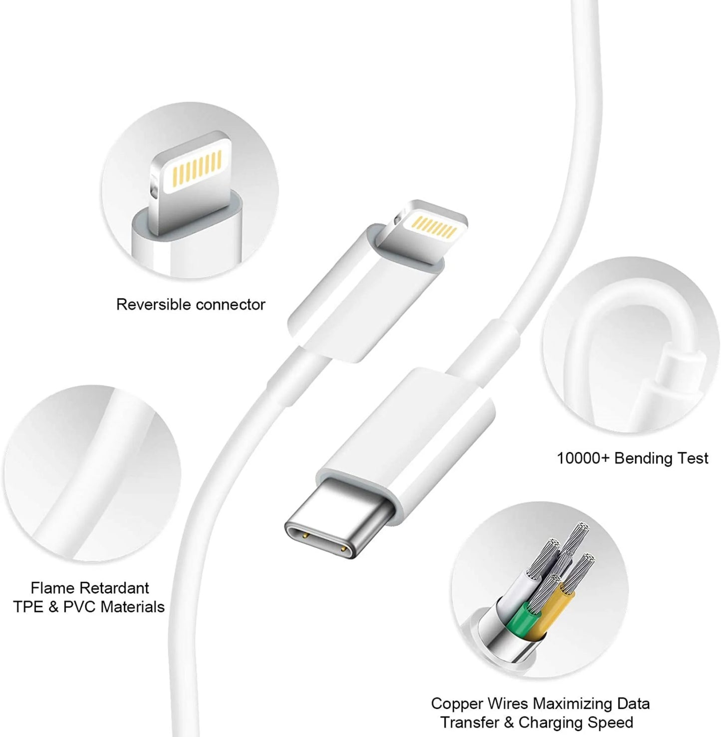 Fast Phone Charger with 6FT Cable Lighting 