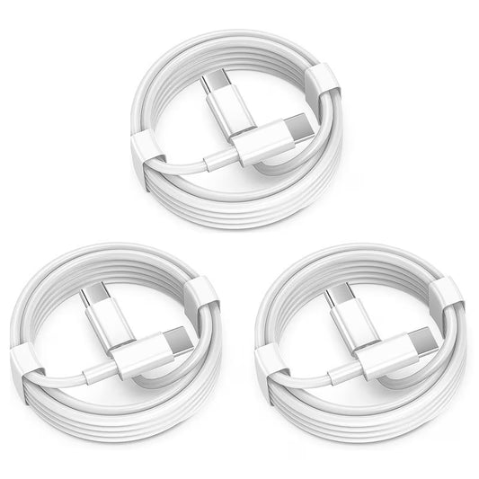 3 Pack White USB-C to USB-C Fast Charger Charging Cable