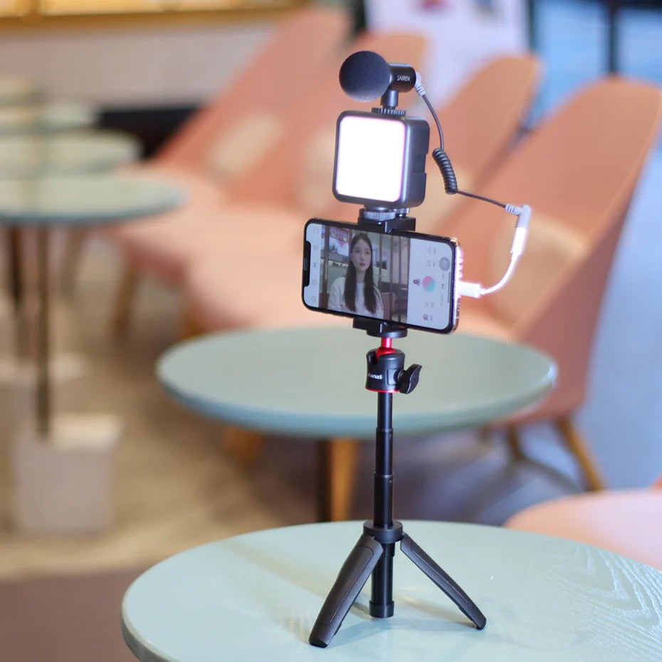 Portable Smartphone Tripod with LED Light for Video Recording