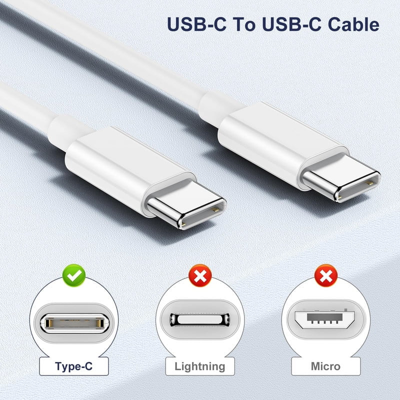 3 Pack White USB-C to USB-C Fast Charger Charging Cable