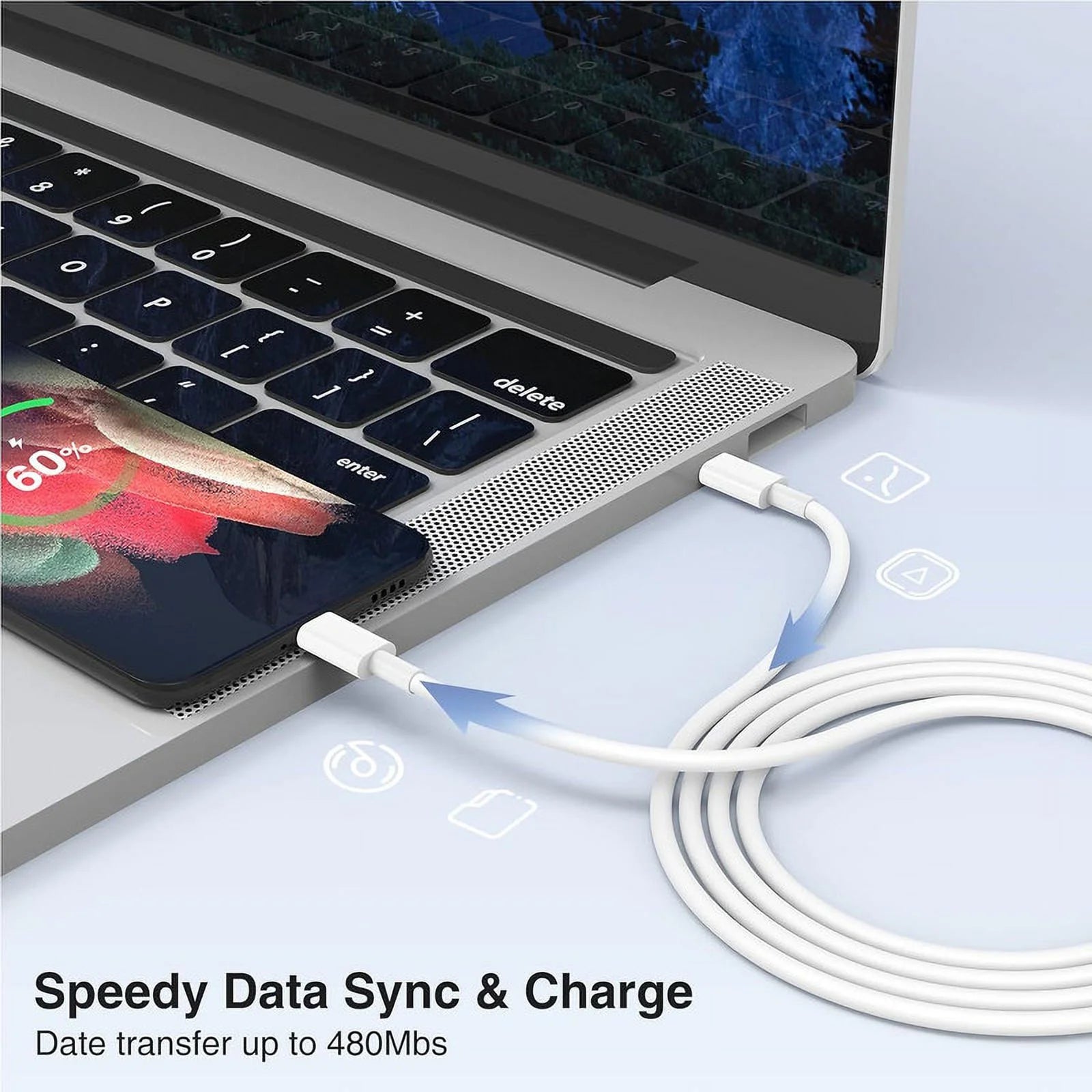 3 Pack White USB-C to USB-C Fast Charger Charging Cable