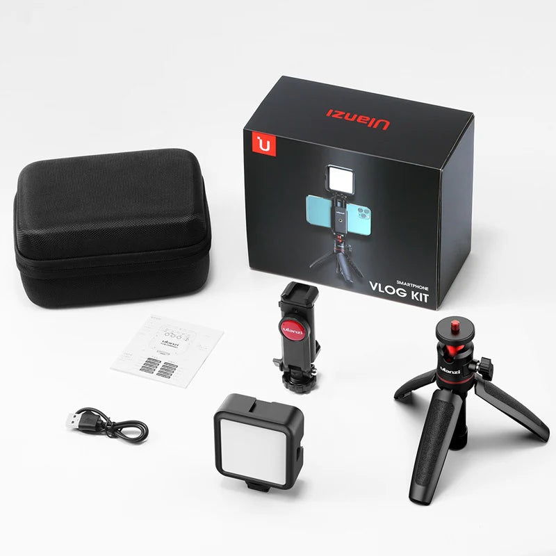 Portable Smartphone Tripod with LED Light for Video Recording