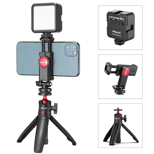 Portable Smartphone Tripod with LED Light for Video Recording